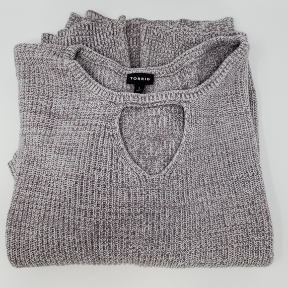 TORRID GREY MARL KEYHOLE TUNIC SWEATER COTTON BLEND WOMEN SIZE 2 2X PULLOVER - Picture 6 of 13